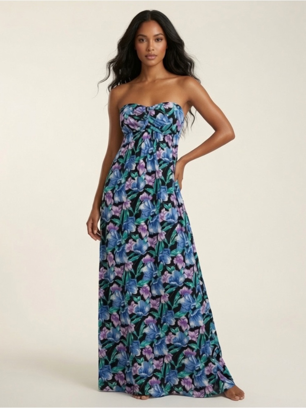 Floral Strapless Long Maxi Dress